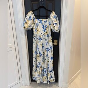 Puff sleeve floral maxi dress